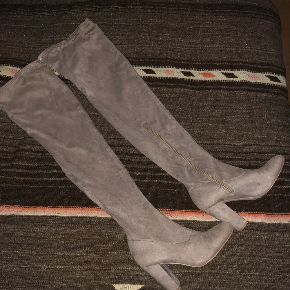 Thigh high suede boots